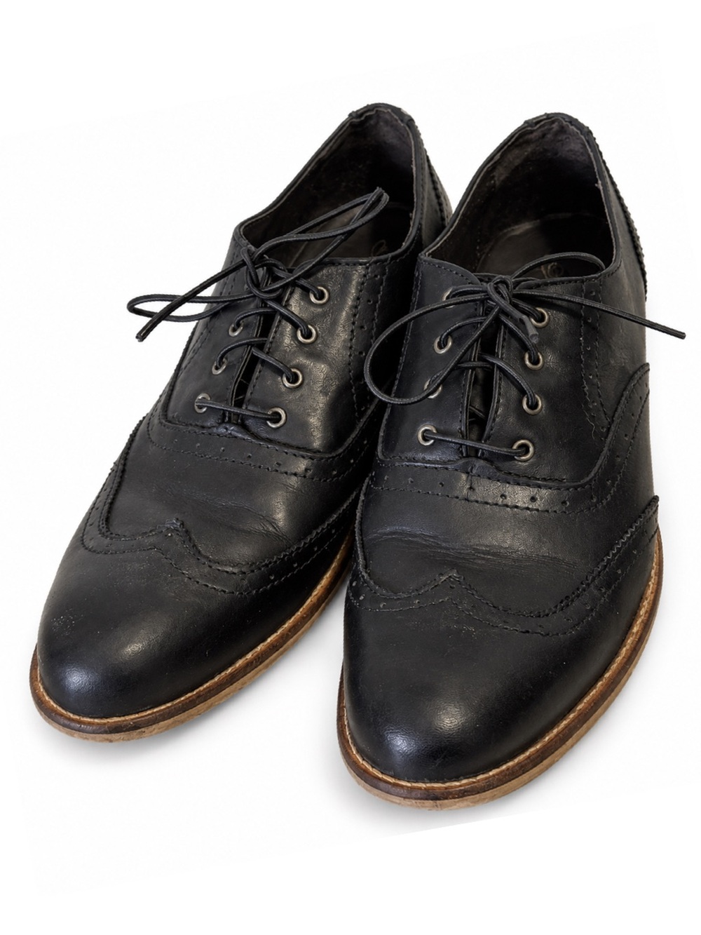 Gravitypope Marion vibe Oxford Brogues Black Leather Wingtip tip EU 39 US 8.5
